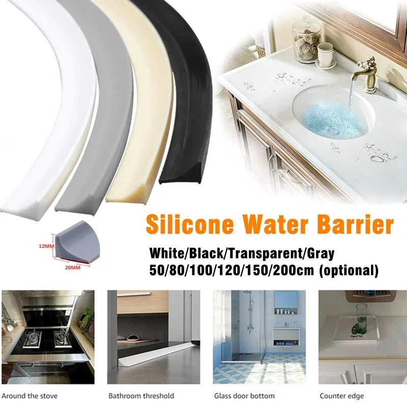 Multi-size Color Silicone Bathroom Water Retaining Strip Washing Machine Basin Stove Dry and Wet Separation Shower Dam Barrier