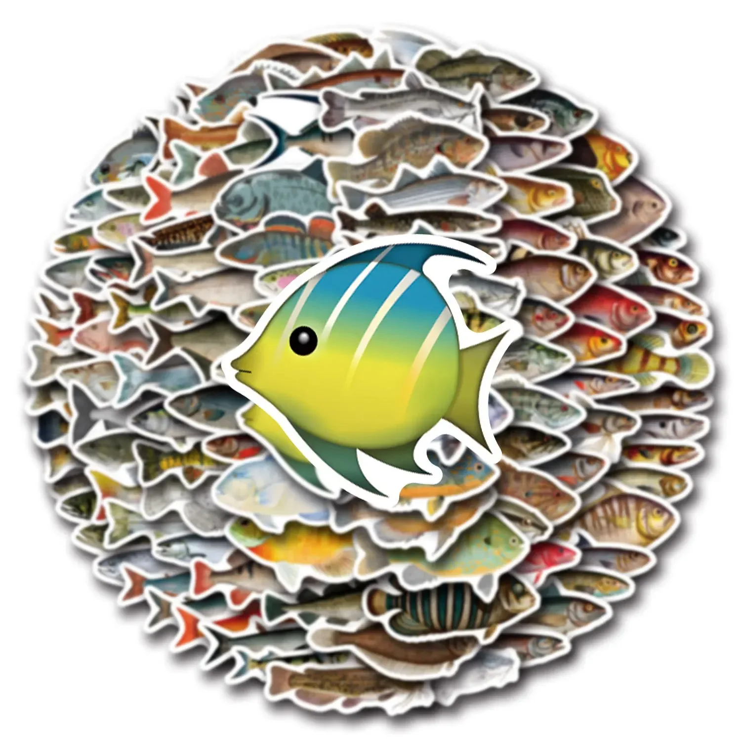 110 Stück Realistische Fisch-Graffiti-Aufkleber, Exquisite Aquatische Tier-Sticker für Handy, Computer, Notizbuch, Schreibwaren, DIY-Spielzeug, Secret