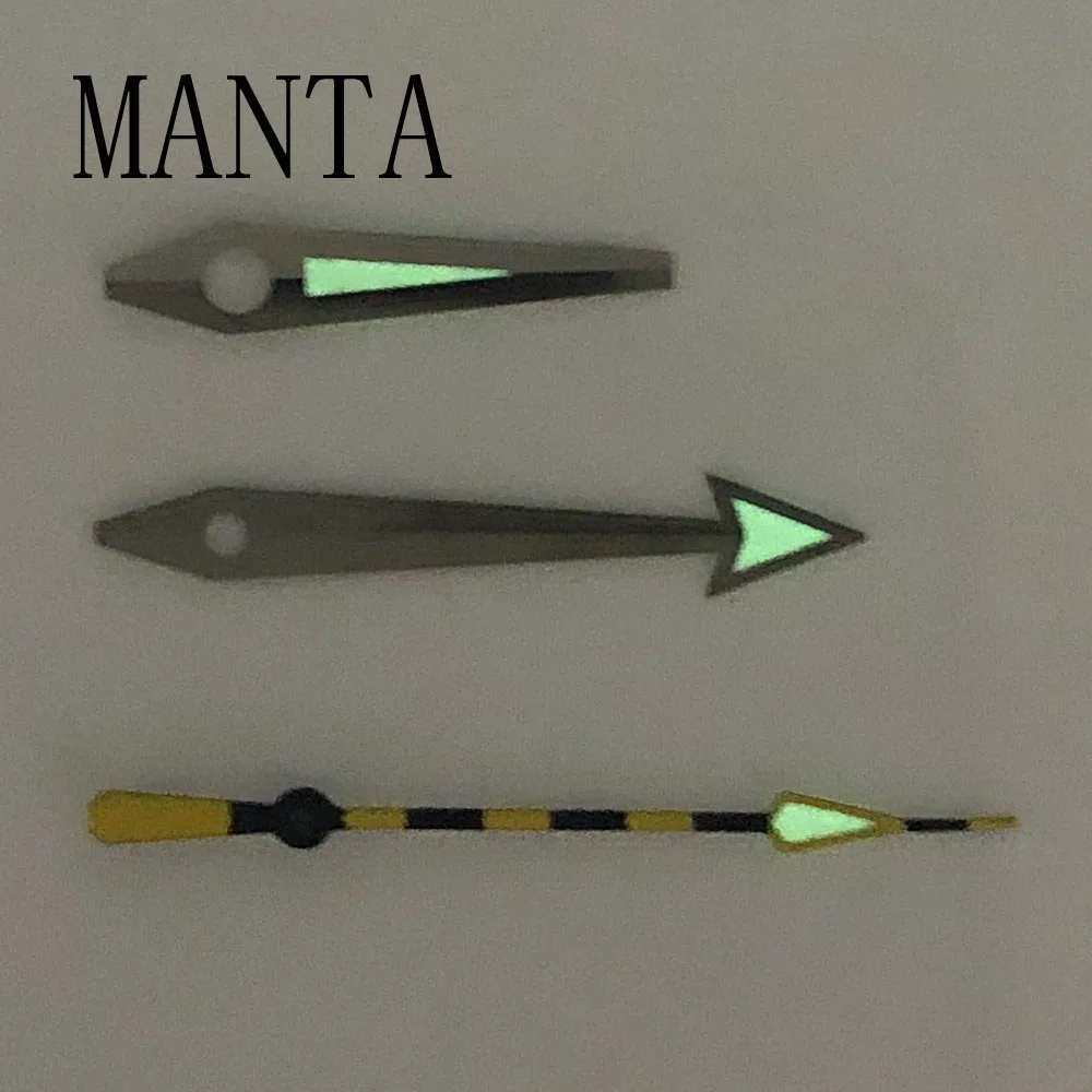 Manecillas de reloj de plata y azul, Accesorio luminoso de color verde, compatible con Miyota8205/8215/821A Mingzhu2813/3804, movimiento mecánico automático