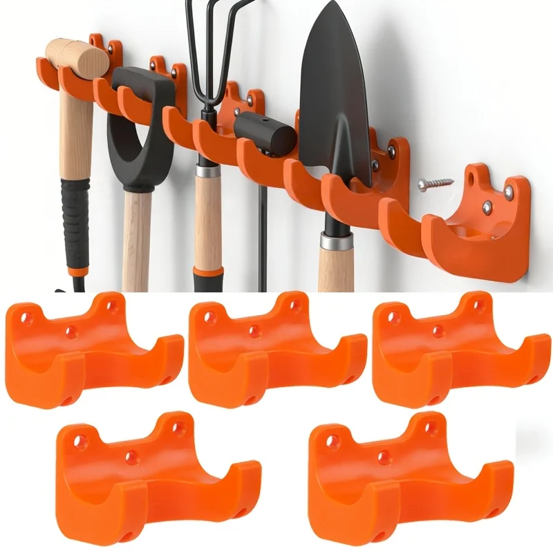 5Pcs 35mm Wall Mount Tool Hooks Plastic Storage Rack For Long Handle Garden Cleaning Tools Shed Garage Screws Not Included image 4