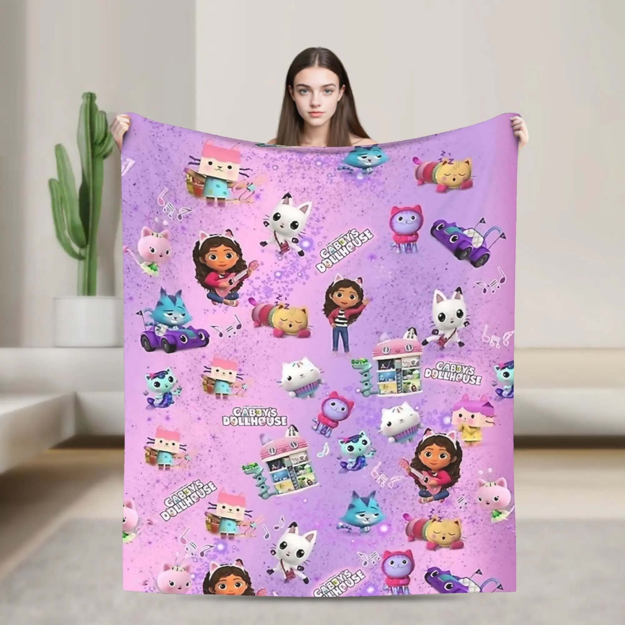 

Одеяла для кукольного домика Габби, коралловый флис, плюшевое ультрамягкое одеяло для кровати, спальни, одеяло