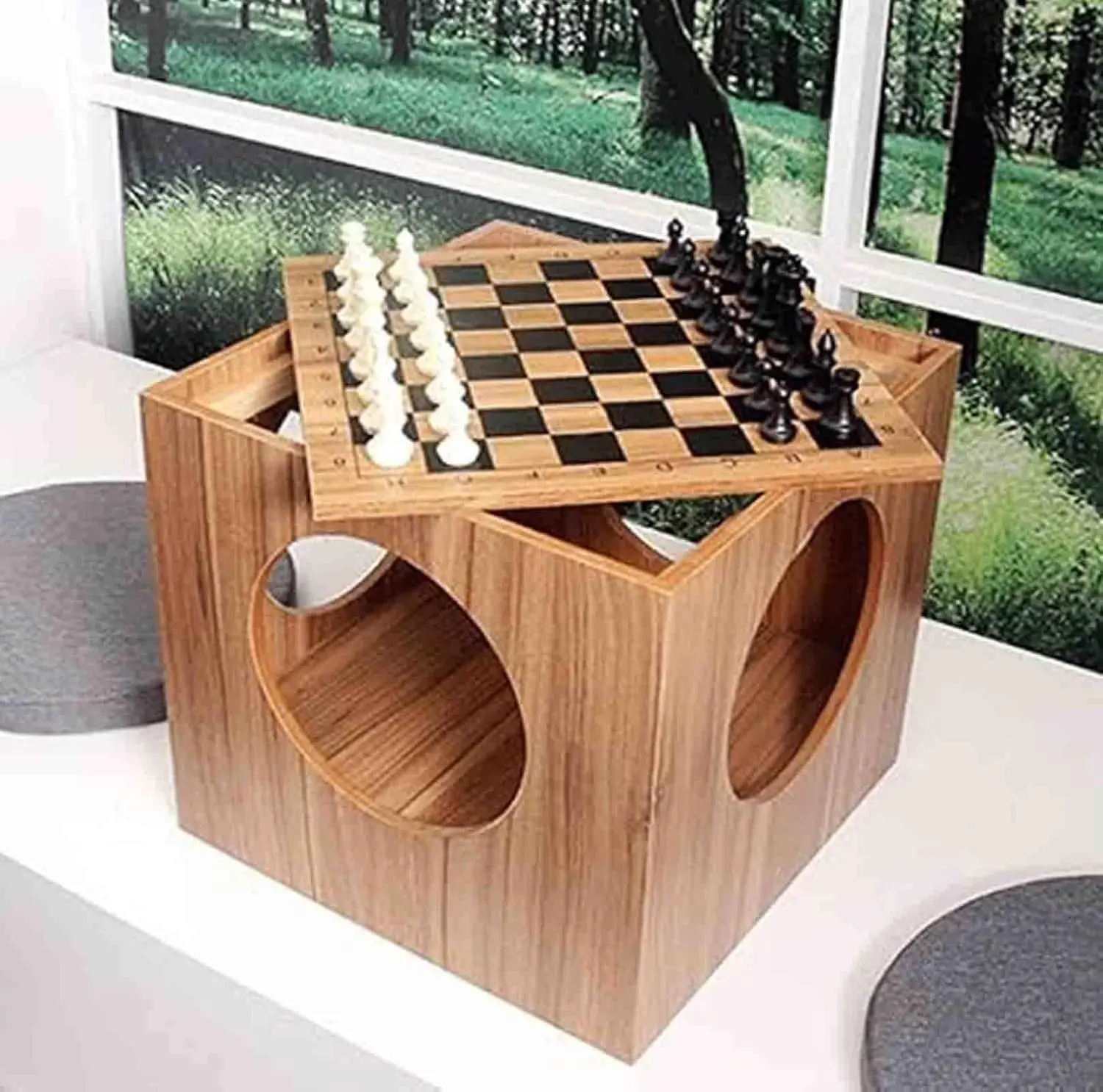 Low Table Small Coffee Table Wooden Chess Table Chess/Go Low Table,Chess Board Coffee Table,Multi-Functional Chess Table