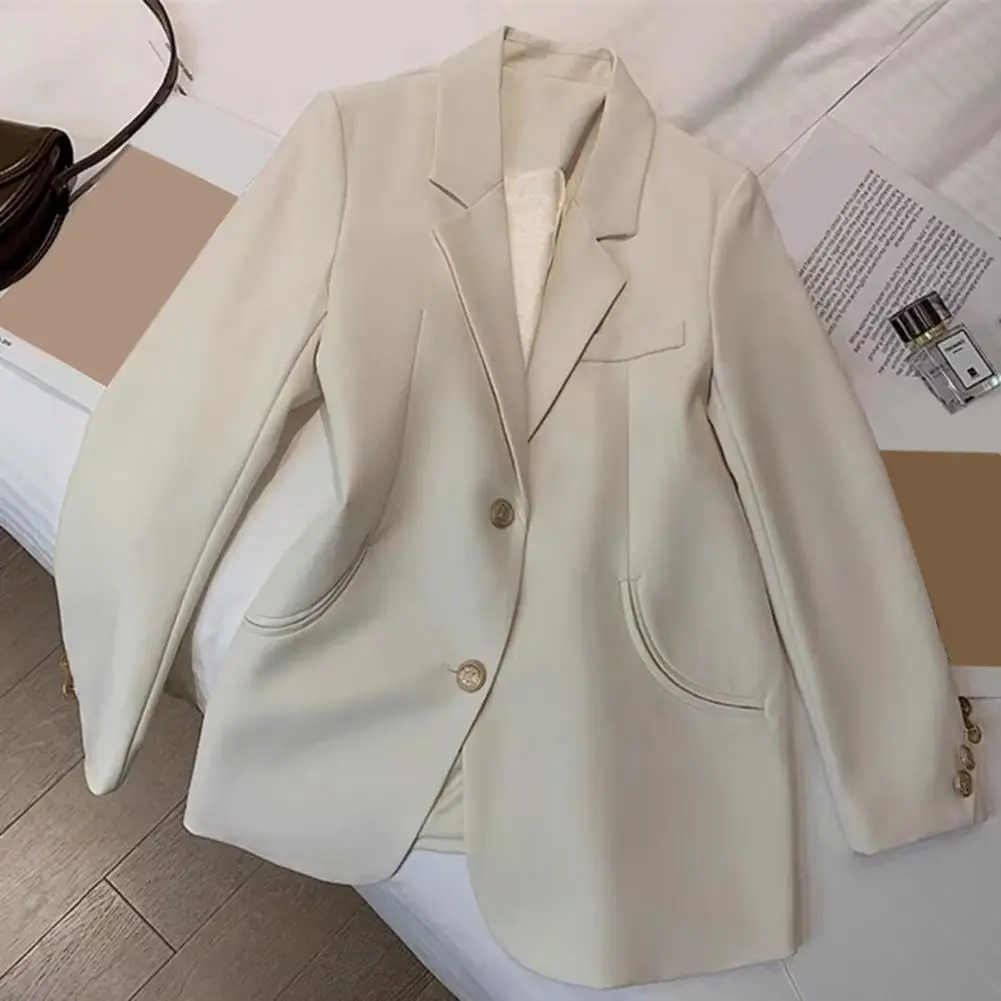 Chaqueta elegante de poliéster para mujer, chaqueta de negocios de colección de oficina, abrigo de café de primavera, traje de ocio sofisticado para fiestas de trabajo