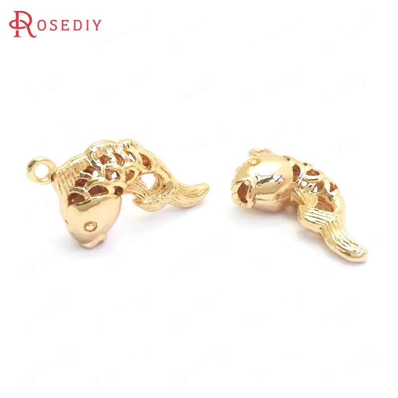 18K Gold Color Brass Goldfish Carp Whale Dolphin Charms Pendants Diy Jewelry Making Necklace Earrings Accessories for Women