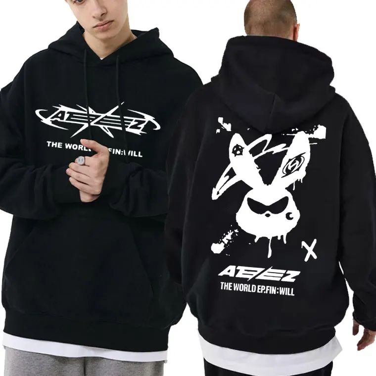 

Korean Boy Team Ateez The World Ep Fin Will Graphic Hoodie Men Women Hip Hop Oversized Sweatshirts Men's Fashion Trend Hoodies