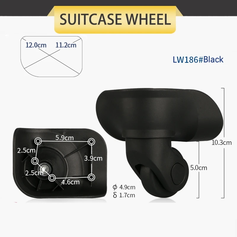 Roda Universal Acessórios para Trolley, Bagagem de Viagem, Combinação Mala, Caixa Polia, Rodas De Substituição, Preto