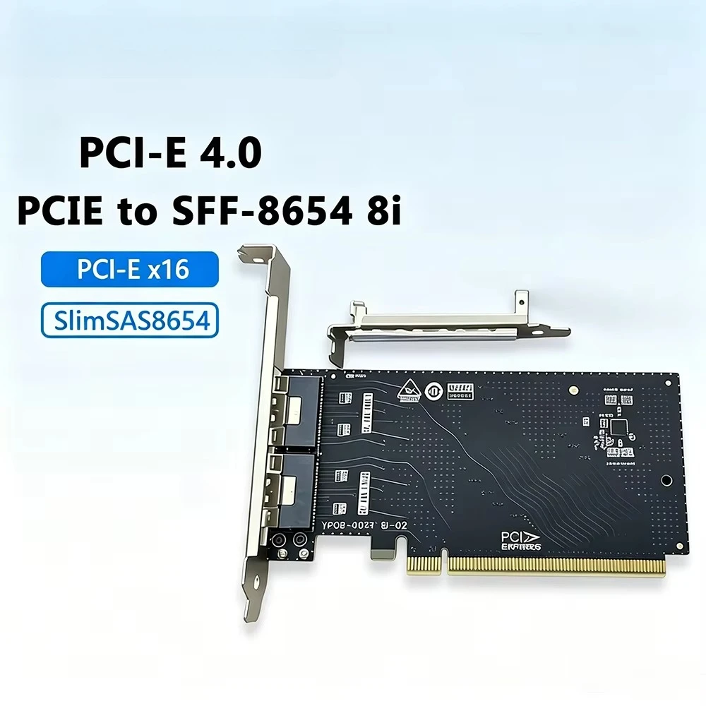 PCIE To SFF-8654 8i Riser Card PCIE Compatible 4.0 / 3.0 SlimSAS 8654 Extension External Solution Adapter Card for SSD GPU