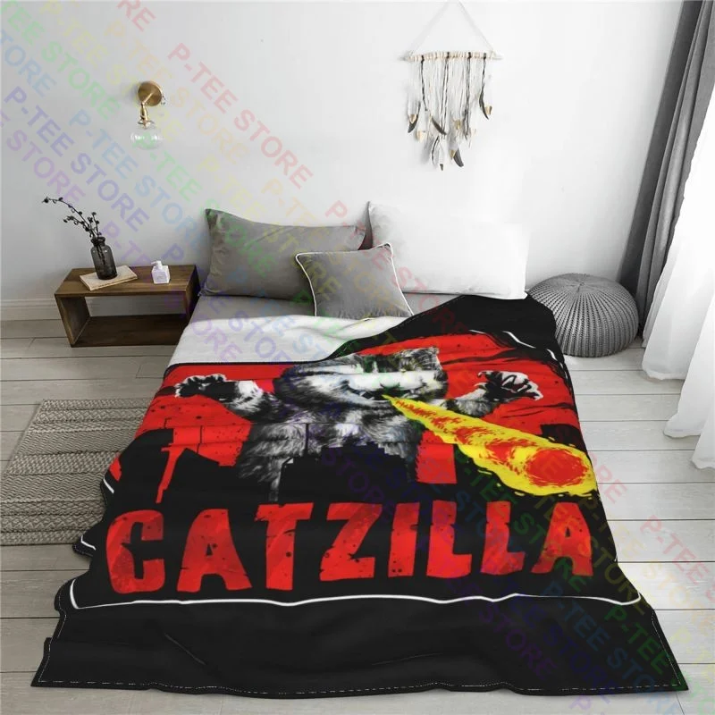 Gojira Kaiju King Of Monsters Tokyo Atomic Catzilla Blanket Velvet Sofa Cover Bedding Throws