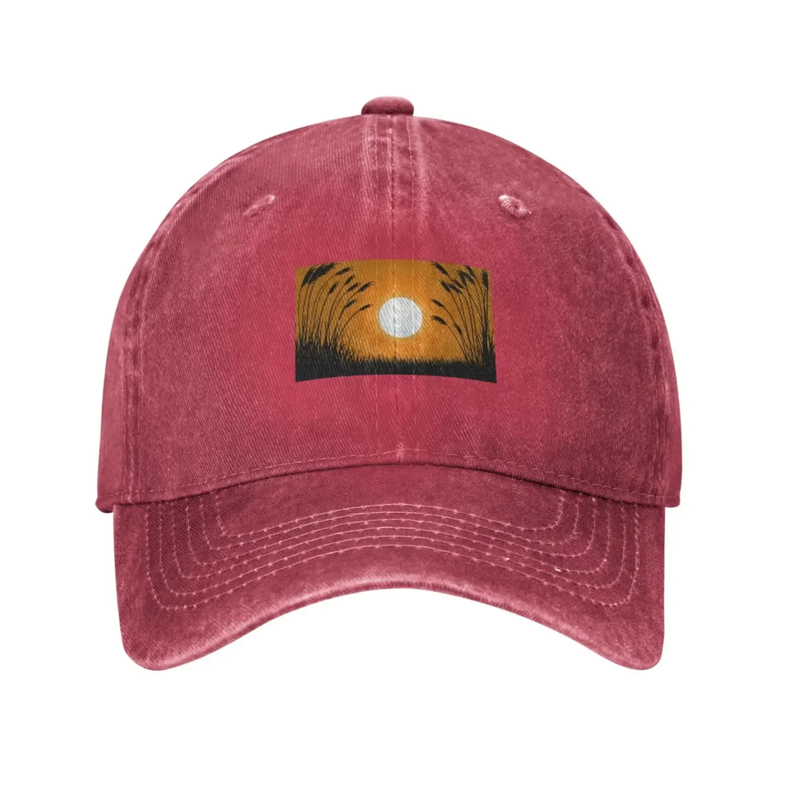 Grass Landscape Picture at Sunset Baseball Cap for Men Women Hat Vintage Cowboy Hats Adjustable Trucker Caps Fashion Adjustable