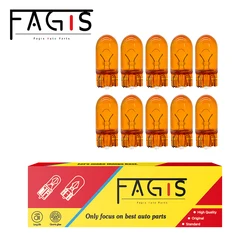 Fagis Natural Amber Wedge Signal Light, Luz de leitura do instrumento, Lâmpada halógena de apuramento, T10 158 194 WY5W 12V 5W, 10 pcs