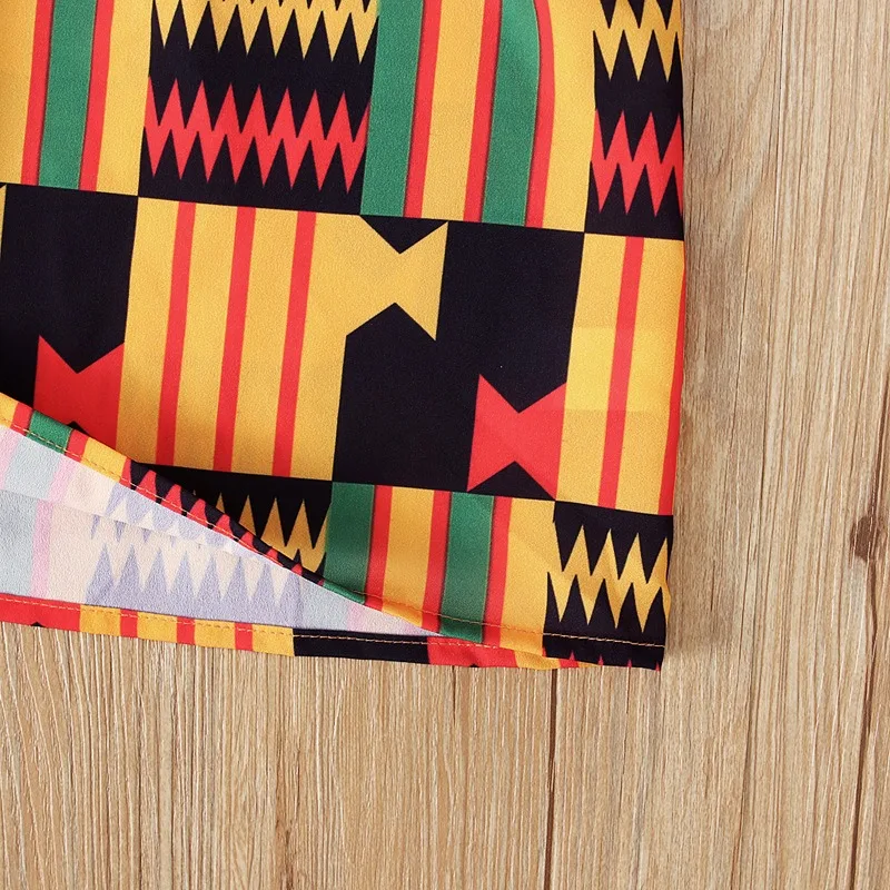 Summer African Kanga Clothes for Kids Girls Off-the-shoulder Dress Bohemian Style Floral Vestidos Dashik Beach Party for Baby