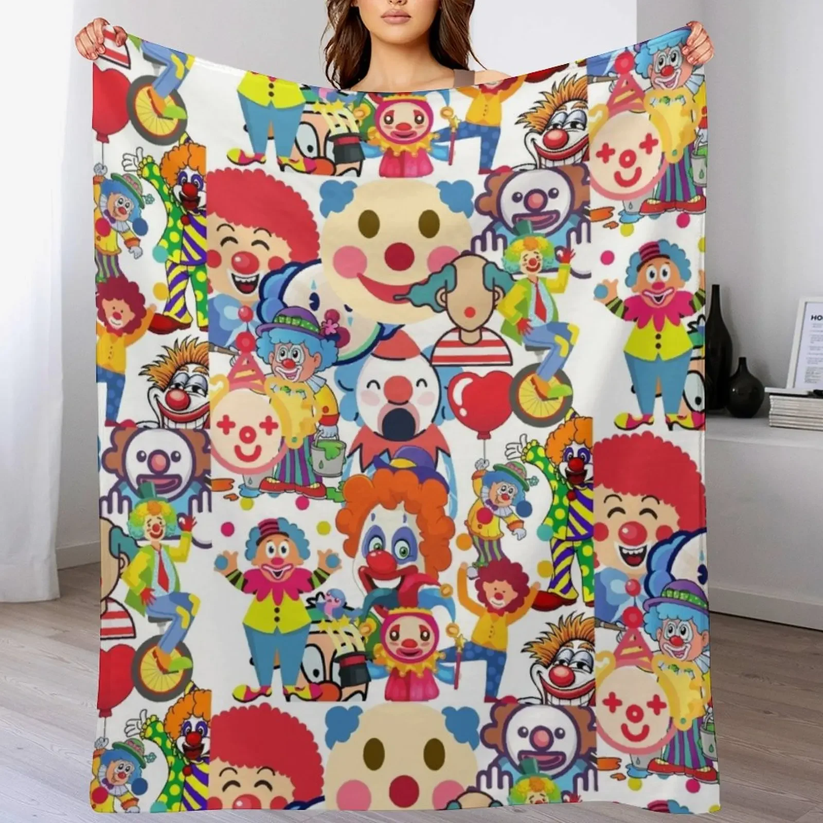 Clown Collection Throw Blanket Stain Resistant Cozy Warm Blanket