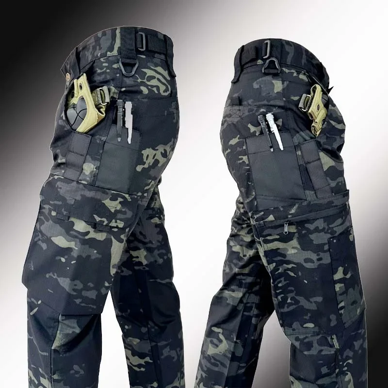 Camo Tactical Pants Men Autumn Breathable Quick Dry Training Multi-pocket Wear-resistant Cargo Pants Work Pant Hunting Clothes