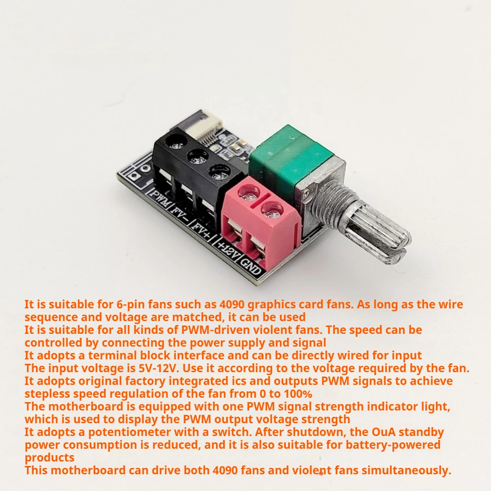 

TX4090 Graphics Card Cooling Fan Speed Control Board Fan Speed Regulator Silent Fan Speed Controller PWM Speed Control Module