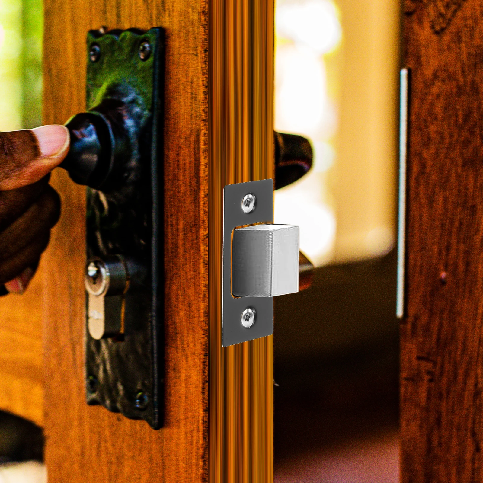 

2pcs Deadbolt Strike Plate Hole Filler Reinforcement Plate Stainless Steel Door Knob Cover Front Door Security Kit For Interior