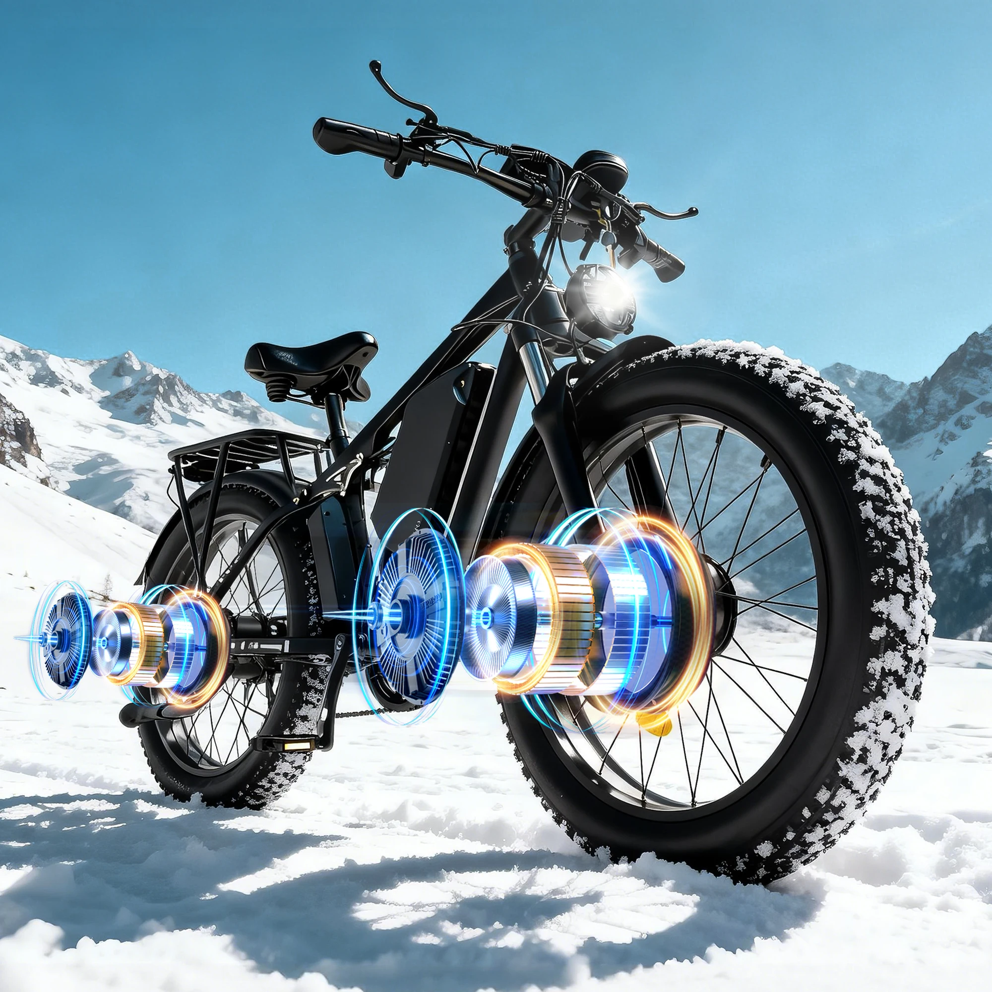 

Da03 Electric Bike for Adults, 6000W Dual Motor, 60V25AH Battery, 45MPH, 26 x 4" Off-Road Mountain E-Bike Dual Shock Absorbers