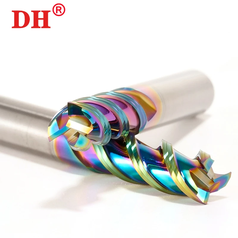 HRC55 3-Flute DLC colour Coating Flat End Mill Tungsten Steel Carbide For Aluminum Milling Cutter CNC Machinery Endmills Tools