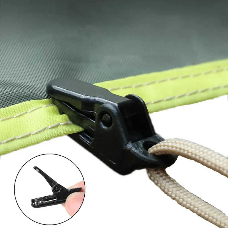 New 10Pcs Tent Additional Pull Point Crocodile Clip Outdoor Camping Canopy Pull Point Hook Tent Windproof Fixed Alligator Clip