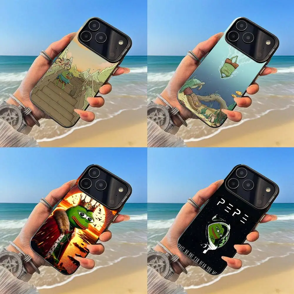 

P-Pepe The Funny Frog Phone Case Black case for iPhone17,16,15,14,13,12,Pro,Max,Plus,E,SE4,Air,Mini