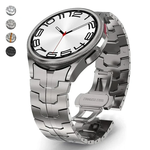 Correa de acero inoxidable de lujo para Samsung Galaxy Watch 6 4 5 pro 40 44mm classic 42 46mm 43 47mm pulsera de extremo curvado sin huecos