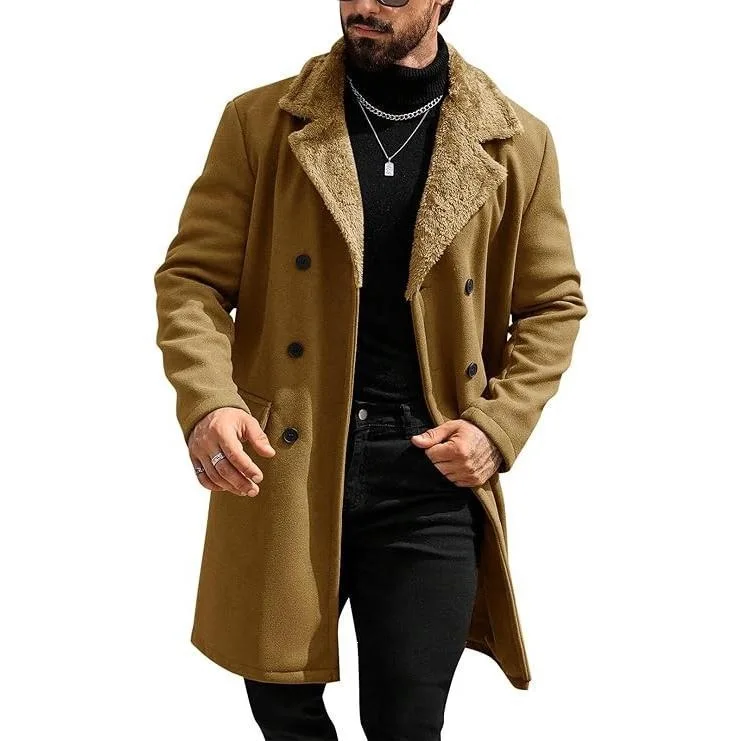 

Men's Woolen Coat Autumn Winter Tweed Jacket Long Style Cross-Border Long Coat for Men High Quality Fabric Other Material 100%