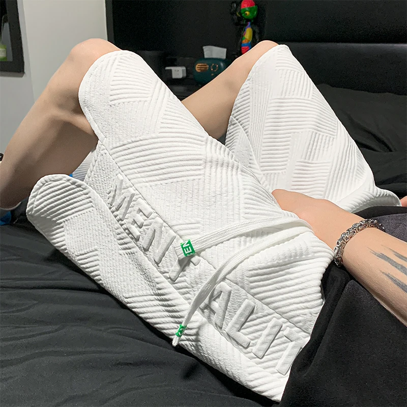 

White Sports Shorts Summer Thin Letter Embroidery Five-Point Running Pants Outdoor Casual Men's Summer Breathable Shorts