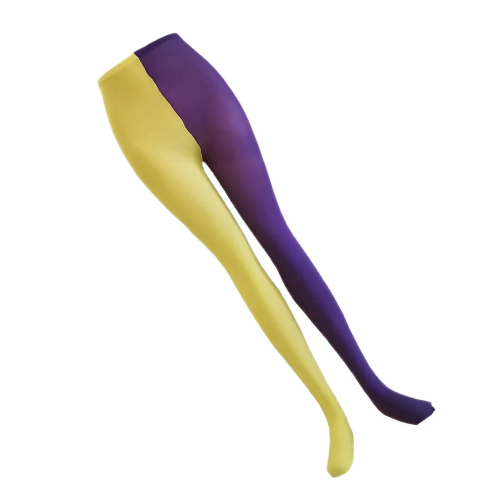 1 par meia-calça festa de carnaval longo tubo meia traje desempenho acessório roxo amarelo carnaval festa meia-calça