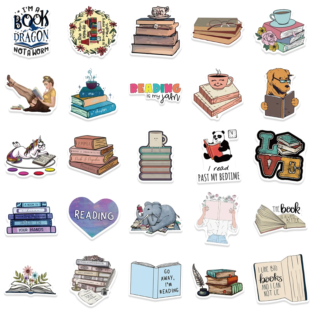 50/100pcs Bulk Book Stickers Inspirational Reading Stickers for Kids Teens Students Teachers Reading Lovers Book Accessories