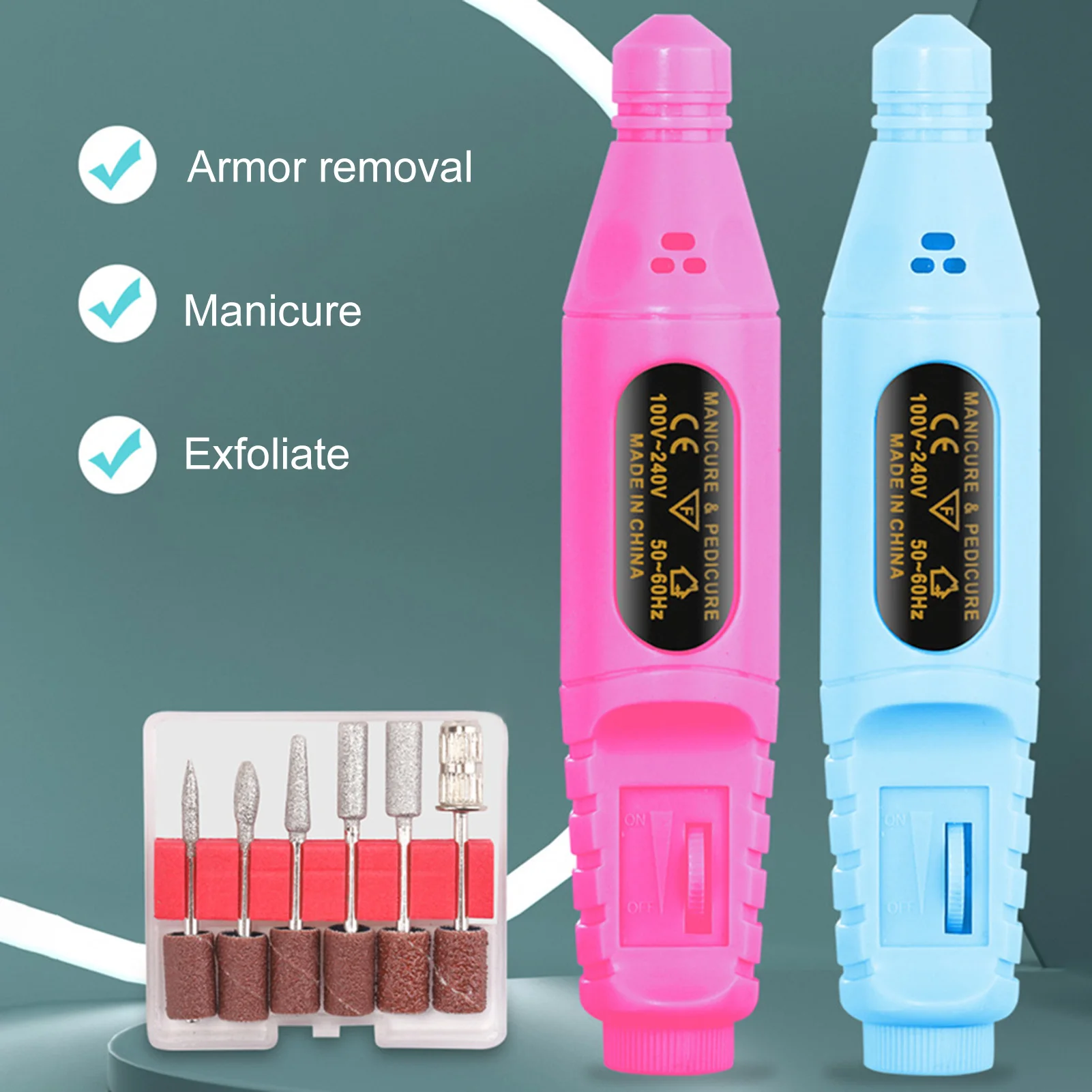 Electric nail grinder Nail Drill Polishing Sander pen Machine File tools Finger Toe Nail Care Removal Exfoliating Pedicure Kit