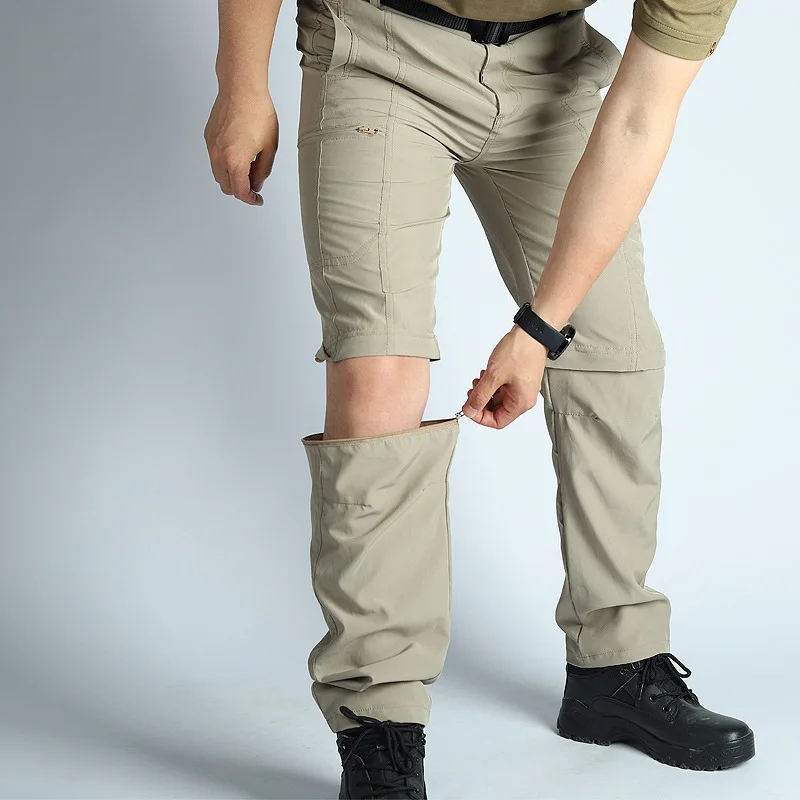 Outdoor 2 in 1 Convertible Pant Quick Dry Hiking Pants Men Trainning Lightweight Zip Off Cargo Trousers Camping Hiking Fishing