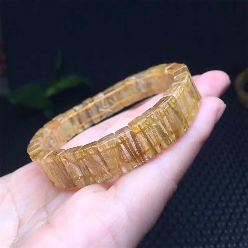 11.8MM Natural Rutilated Quartz Bangle Men Women Colorful Charm Yoga Healing Bangles Fashion Handmade Gift 1PCS