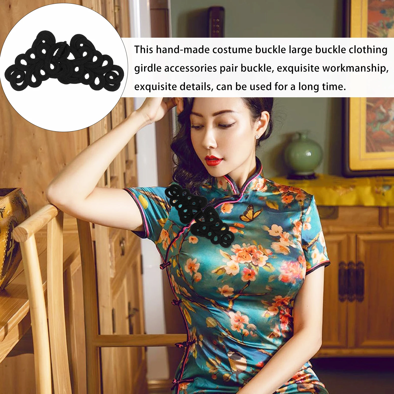 

2Pairs Performance Costume Waistband Accessories Ancient Costume Buttons Durable Han Suit Buckles Elegant Clothing Fasteners