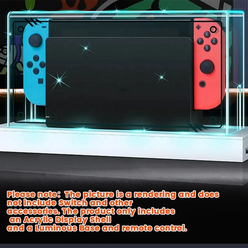 Clear Dust Cover With RGB Luminous Base For Switch/OLED Protection Cover Protective Sleeve Acrylic Display Shell