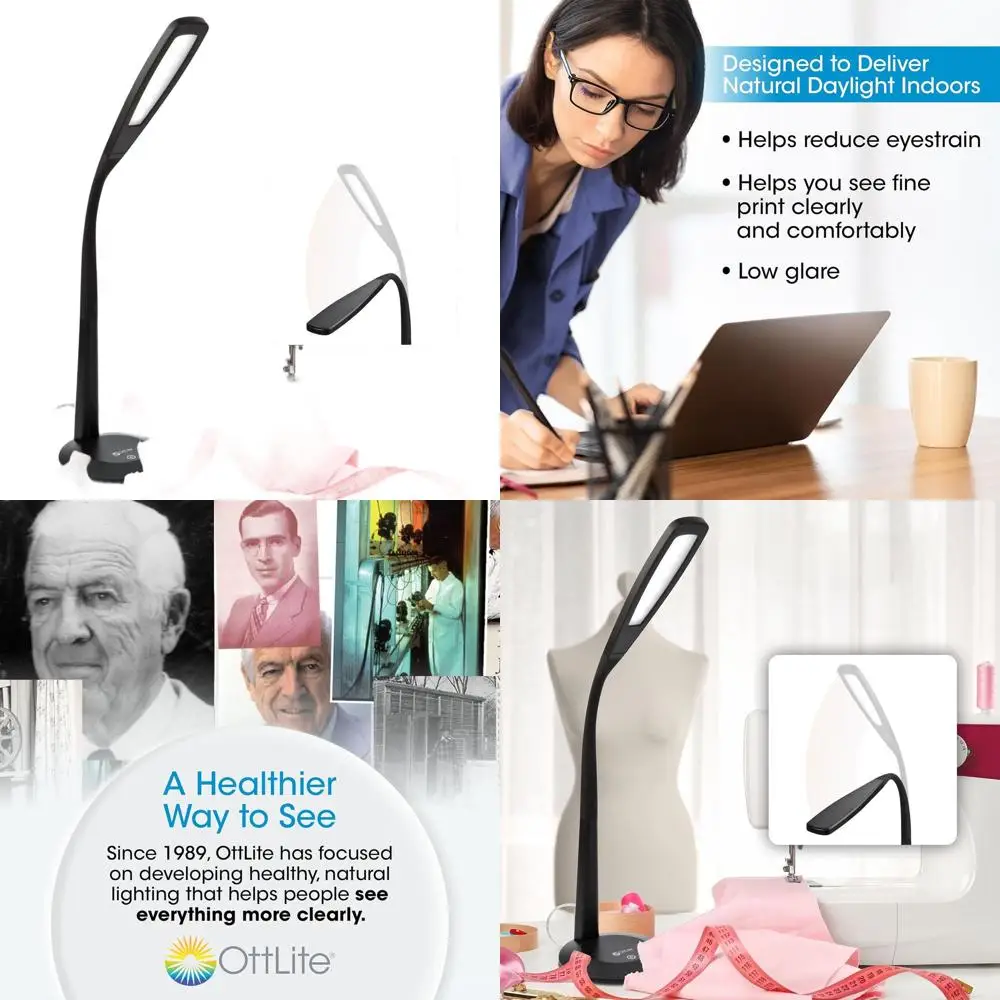

Flexible-Neck Black LED Desk Lamp with 3-Level Brightness and Touch Controls for Home, Office, and Dorms