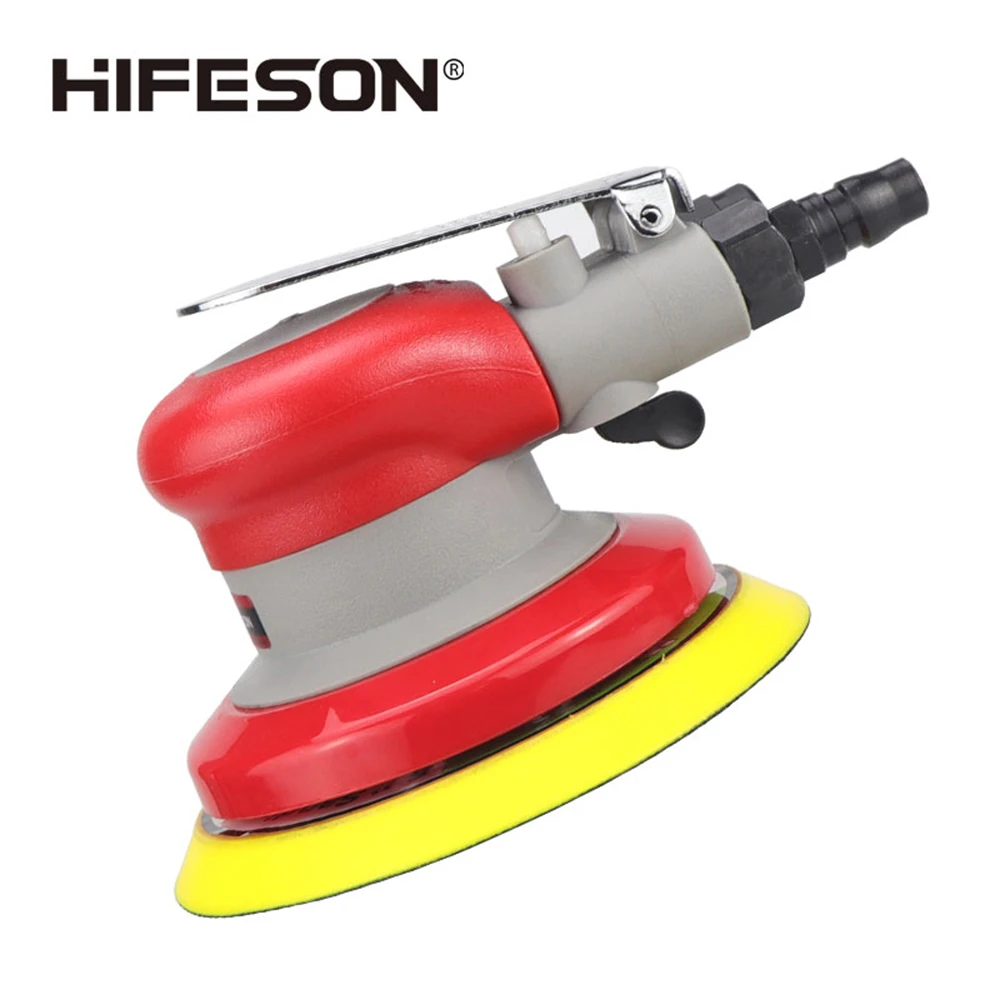 HIFESON 5/6 inch Pneumatic Air Orbital Sander 125/150mm Air Sanding Machine Polisher Air Tool Car Woodworking Metal Polishing