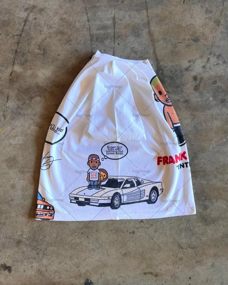 Y2k الرجال الشارع الشهير قصيرة الأكمام المألوف الكرتون طباعة تصميم القمصان العصرية وغير رسمية القوطية Harajuku المتضخم تي شيرت