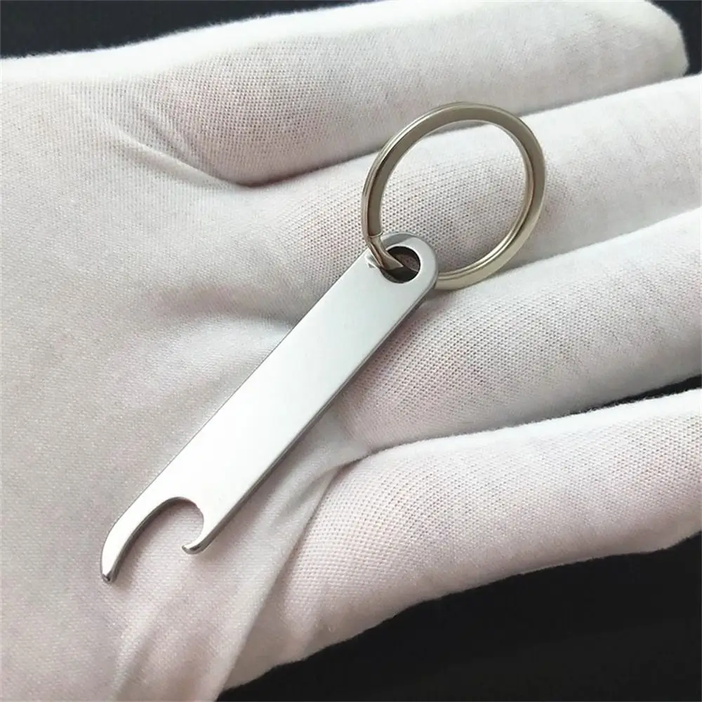 Stainless Steel Beer Bottle Opener Keychain Mini Metal Beer Opener Keyring Multifunctional Lightweight Survival Tool