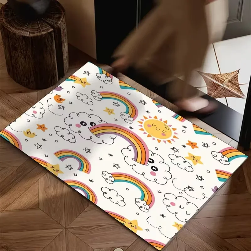 1pc Nette Wolke Regenbogen Sonne Fußmatte Nicht-Slip Willkommen Matte mit Für Wohnzimmer Schlafzimmer Veranda Wohnkultur Innen matten für Vorne