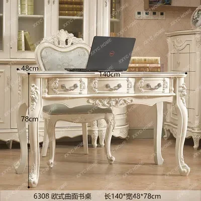 solid wood simple computer desk white pastoral office desk and chair combination