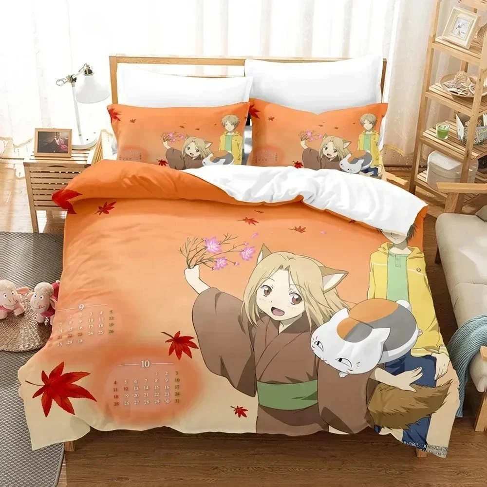 New Natsume's Book of Friends Bedding Set Printed Bed Set With Pillowcase Bed Duvet Cover Single Double Queen Super King Size