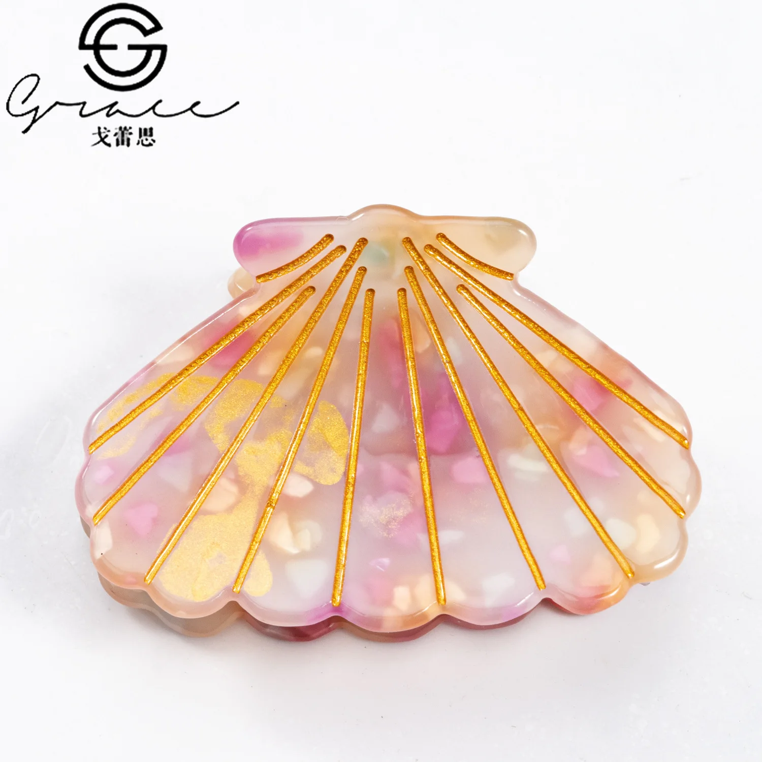 YHJ Small Seashells Hair Claw Cute Design Hawaiian Style Acrylic Hair Claw Clips Hair Accessories for Women Girls