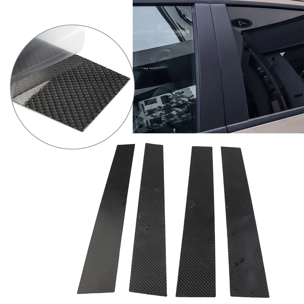 

4 Pcs Carbon Fiber Car Exterior Door Window B Pillar Post Cover Trim Accessories For Dodge Ram 1500 2019 2020 2021 2022 2023