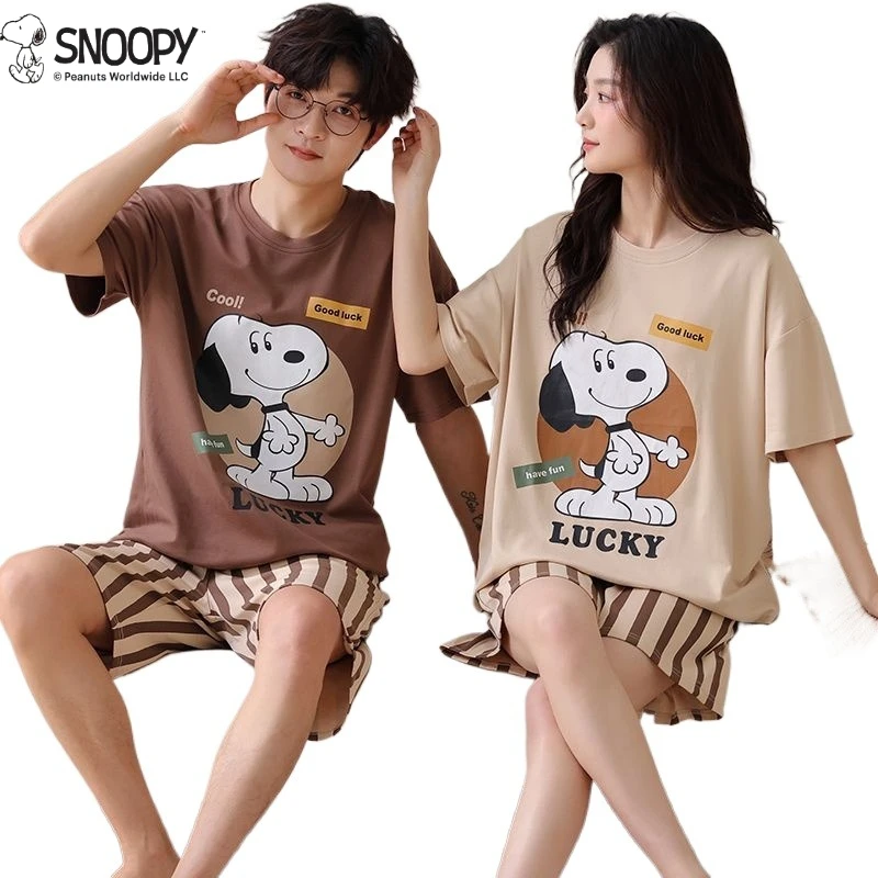 

Snoopy Cartoon Cute Pajamas Creative Personality Male and Female Couple Same Home Clothes Short Sleeve Shorts Gift Wholesale
