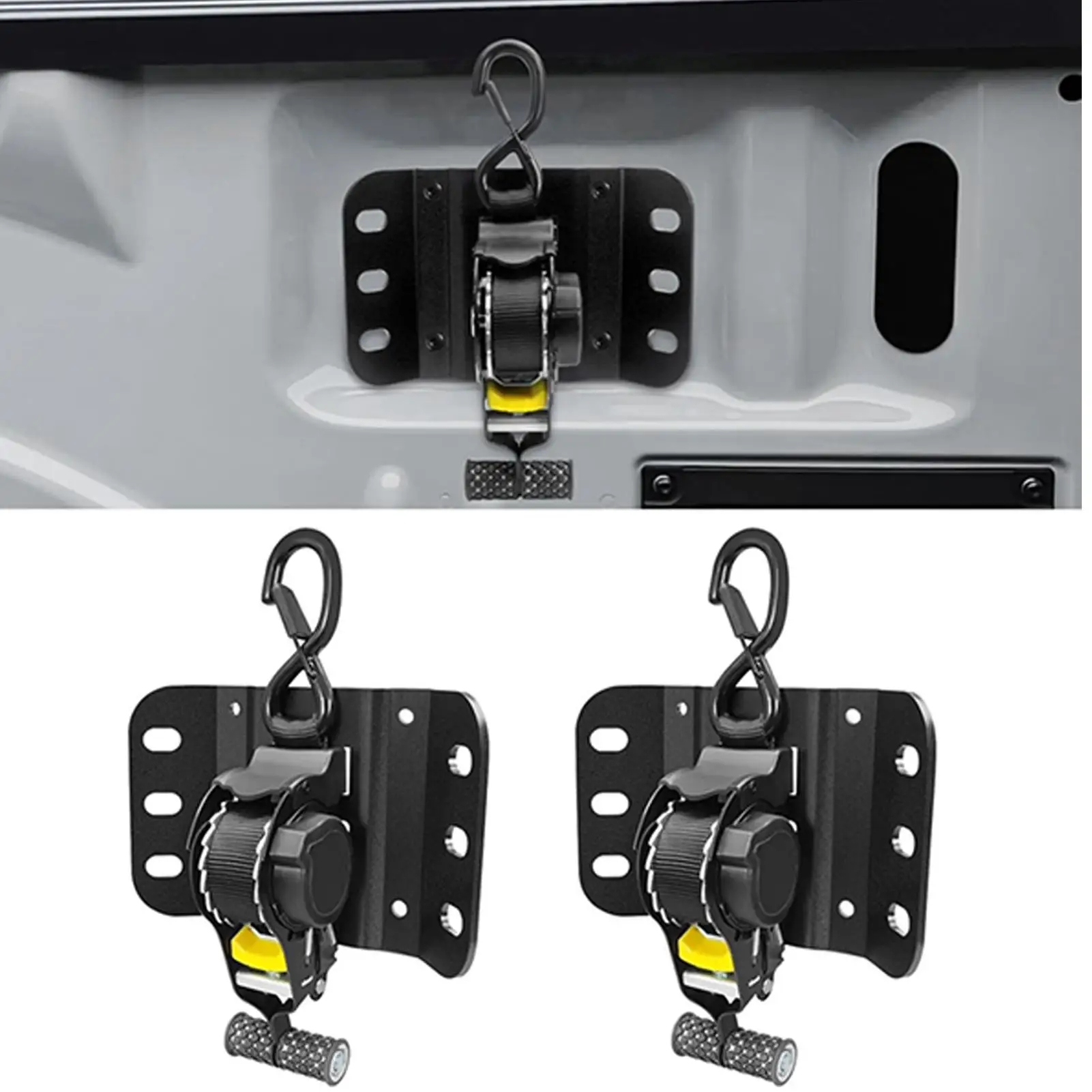 Self Retracting Ratchet Straps Tie Down Straps Easy Retract Hooks System Accessories For Kayak Cargo Appliance Atv Bike Trailer