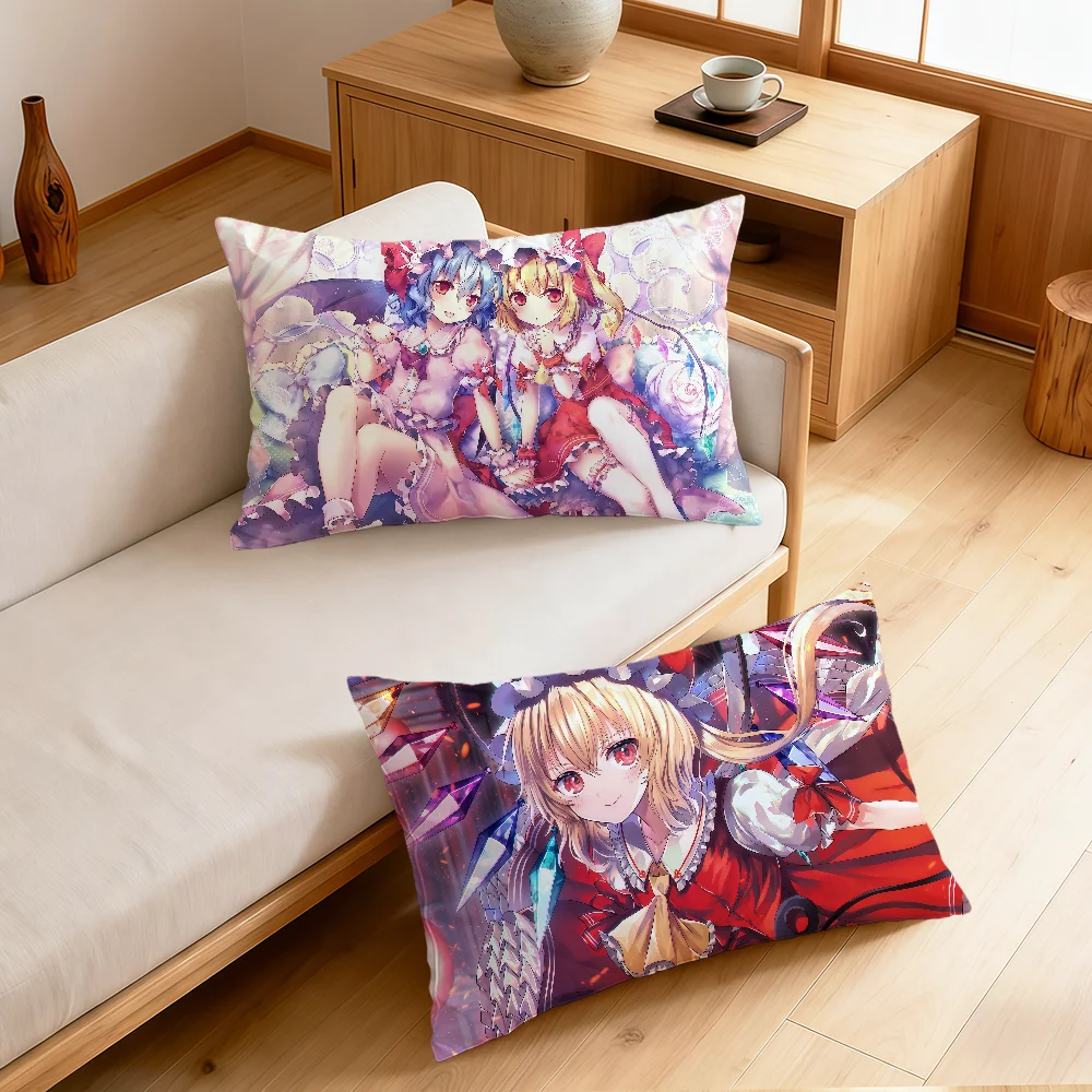 Anime Game Art Flandre Remilia Scarlet Cushion Cover Rectangle Home Sofa Living Room Bedside Dorm Bedside Hogar Pillowcase Gift
