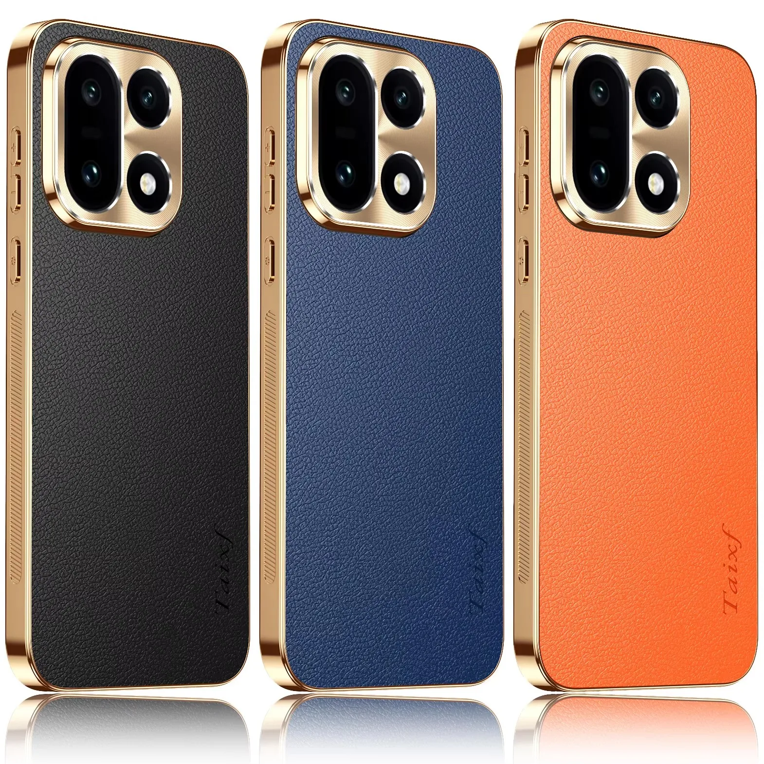

High quality Cowhide Lychee Texture Electroplated Frame Case For OnePlus 15 13R 13 12R 1 + Nord ce 5 Ace 5 Pro 3 Protect Cover