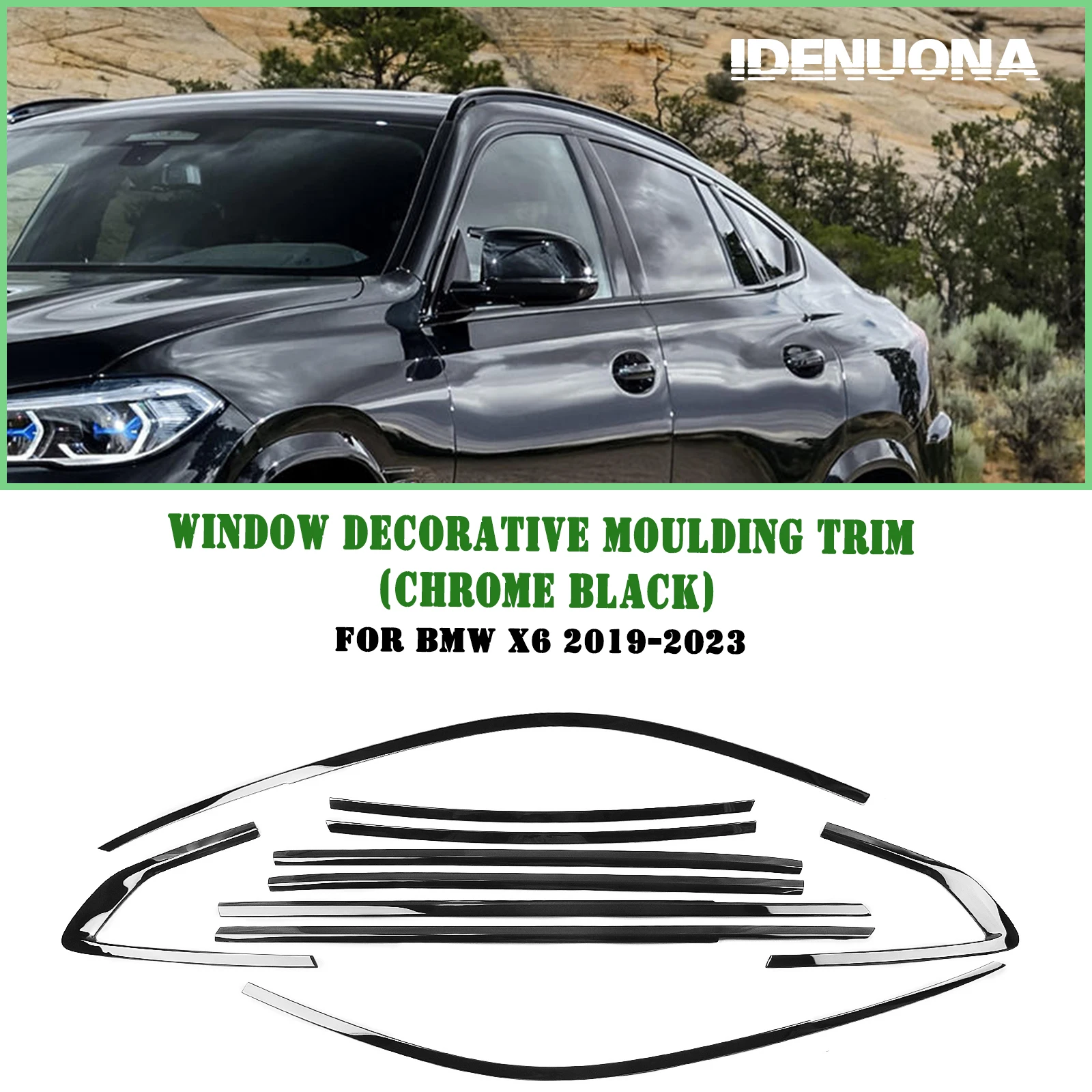 

For BMW X6 2019-2023 Chrome Black Car Exterior Window Decoration Strip Moulding Trim Seal Belt Weatherstrip Decorative