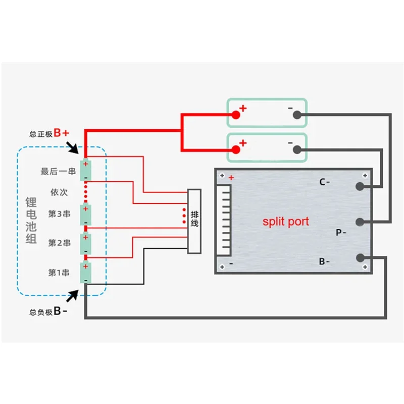 13S 48V 35A صغير BMS العالمي Ebike بطارية ليثيوم منفذ منفصل نظام مدير البطارية حماية ماس كهربائى