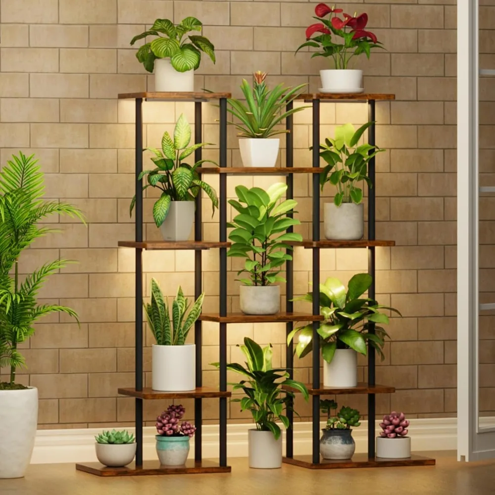 

Plant Stand with Grow Lights,6 Tiered Metal Plant Shelf for Plants Multiple,Corner Plant Holder Display Rack,Flower Shelves