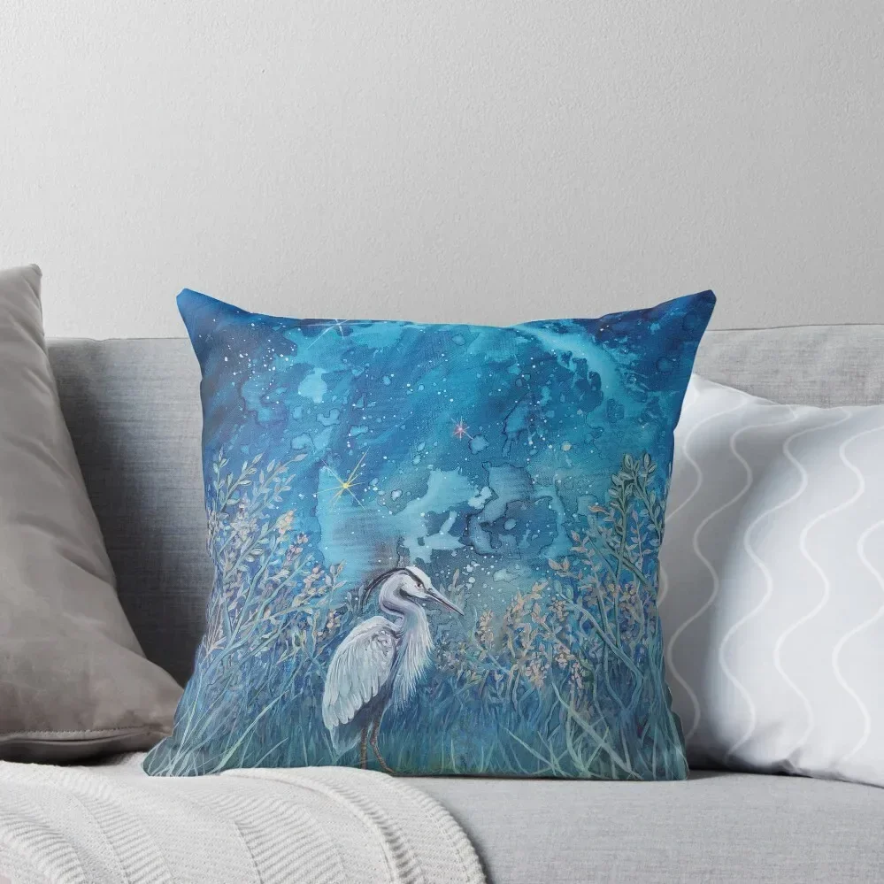 

Blue Heron at Night Throw Pillow Couch Pillows Luxury Pillow Case Couch Cushions Sitting Cushion pillow